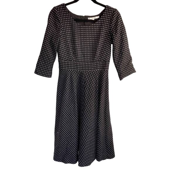 Boden Polka Dot Print Wool Fit & Flare Dress - size 4 Long - Picture 2 of 9